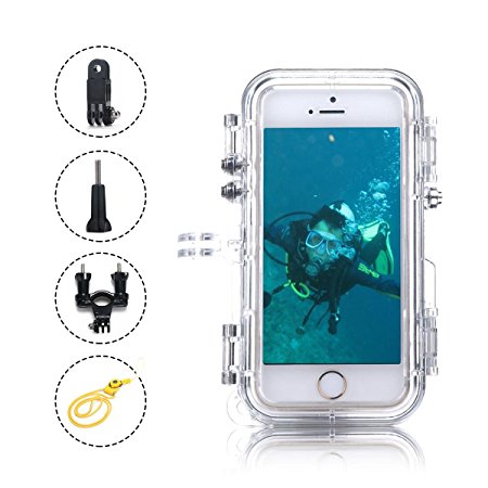 iPhone 6/6s Waterproof Case, OXOQO IP68 Dustproof Shockproof Case with Ultra-Wide Angle Lens Gopro Adapters for Swimming, Diving, Bike, Hot Tub, Fishing