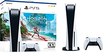 Sony PS5 Playstation 5 Disc Version Gaming Console Horizon Forbidden West Bundle - 16GB GDDR6 Memory, 825GB SSD, 4K Blu-ray Player, WiFi 6, Bluetooth 5.1, Ethernet, Tempest 3D AudioTech