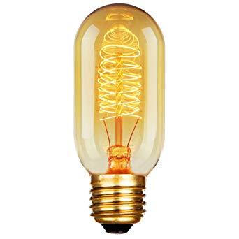 ANYQOO T45 Edison Tubular Style Bulb, Vintage Antique Light Bulb,E27 E26 Base,110-130V 40W,Warm white, Tubular Clear Glass, Filament Bulb For Home Light Fixtures Decorative, Dimmable