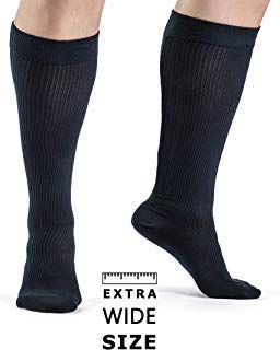 Medical Grade Plus Size Wide Calf and Ankle Gradient Compression Socks Men 20-30 mmHg or Women Unisex Organic Cotton Compression Socks Travel Athletes Sports Diabetics