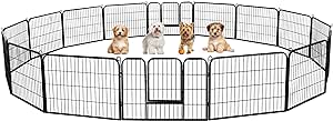 Yaheetech Parc pour Chien 16 Panneaux Enclos Chien Cage pour Chien Parc a Chiot Canard Lapin Rongeur 80 x 60 cm Clôture Barriere Extérieur en Métal Pliable