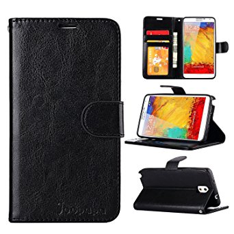Note 3 Case, Galaxy Note 3 Case, Joopapa Galaxy Note 3 Luxury Fashion Pu Leather Magnet Wallet Flip Case Cover with Built-in Credit Card/ID Card Slots for Samsung Galaxy Note 3 N9000 (Black)
