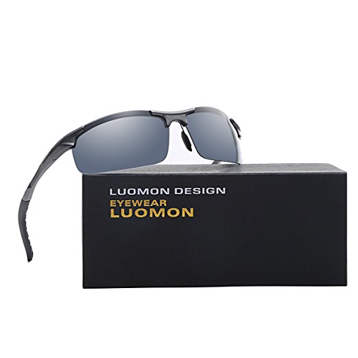 LUOMON LM8177 66mm Polarized Wrap-Around Sport Sunglasses