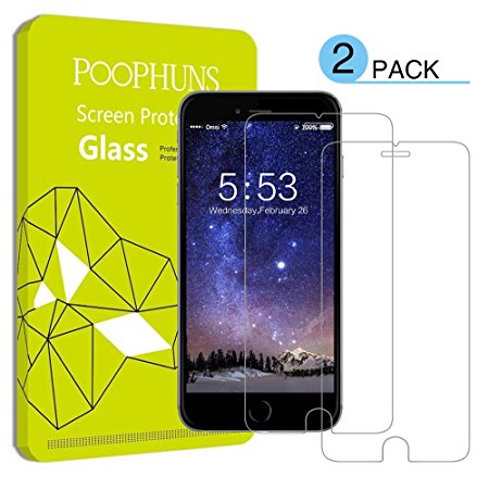 iPhone 7 Screen Protector, POOPHUNS 2-pack Tempered Glass Screen Protector for iPhone 7 (4.7''), 9H Scratch Screen Protector, High Definition, 3D Touch Compatible, Easy Installation