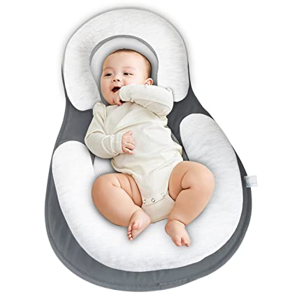 Baby Lounger Baby Nest Co-Sleeping for Baby Pillow,Comfort Newborn Lounger Baby Sleep Positioning Adjustable Portable Snuggle Bed Mattress for 0-6 Months Infant (Grey)