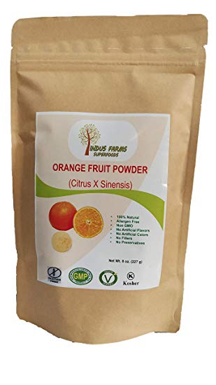 100% Natural Orange Fruit Powder, 8 oz, Eco-friendly Resealable pouch, No Artificial Flavors/Preservatives/Fillers, Halal, Kosher, Vegan-Friendly, Non-GMO
