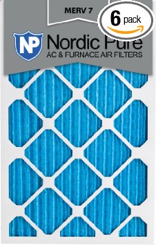 Nordic Pure 12x24x1M7-6 MERV 7 Pleated AC Furnace Air Filter, 12x24x1, Box of 6