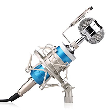 Excelvan BM 8000 Condenser Sound Studio Recording Broadcasting Microphone Pop Filter Shock Mount