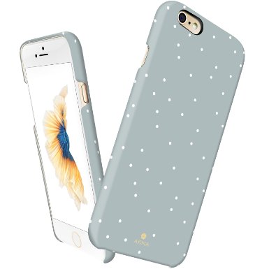 iPhone 6 6s case polka dots, Akna® Vintage Obsession Series High Impact Slim Hard Case with Soft Fabric Interior for iPhone 6 & iPhone 6s[Lovely Light Grey Polka Dots](U.S)