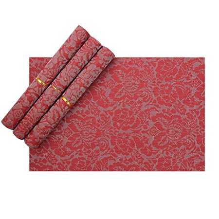 Meluoher Placemats For Kitchen Dining Table Place Mats Settings Set of 4(Red)