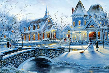 Puzzle 1000 PCS Jigsaw Puzzles for Kids Adult Large Size 30" x 20"- Snow Area Castle Jigsaw Puzzle Educational Intellectual Decompressing Fun Game