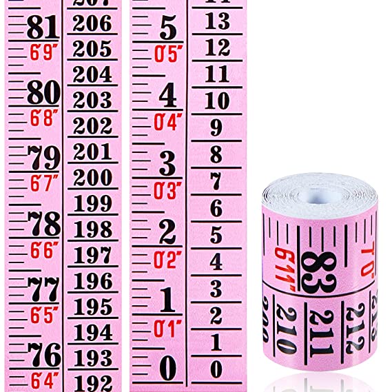 Growth Chart Baby Height Indicator Tape Ruler Height Growth Chart Ruler Home Wall Decor Height Indicator Adhesive Ruler for Measuring Kids Boys Girls (Pink)