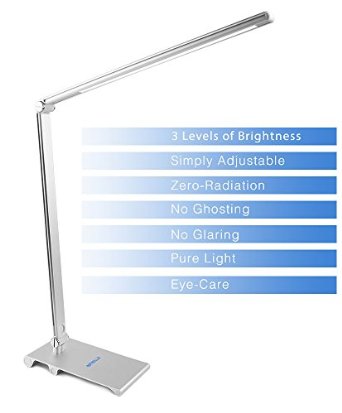 Desk Lamp, Infinilla LED Table Light Metal Body Touch Control Dimmable Lighting for Home Bedroom Office and Study 5W Adjustable Arm