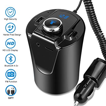 Wireless Bluetooth FM Transmitter MP3 USB Car Radio Aux Bluetooth Adapter Receiver for Car Phone iPhone Charging  Hands-Free Calling Black