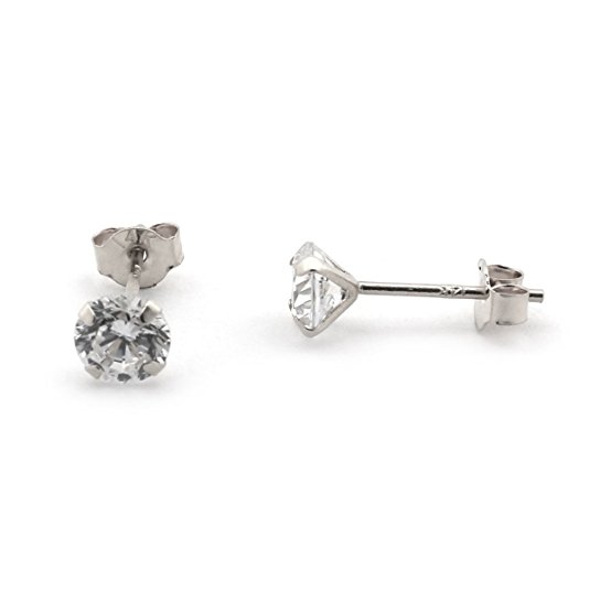 14k White Gold 4 mm 0.5ct Round CZ Cubic Zirconia Stud Earrings