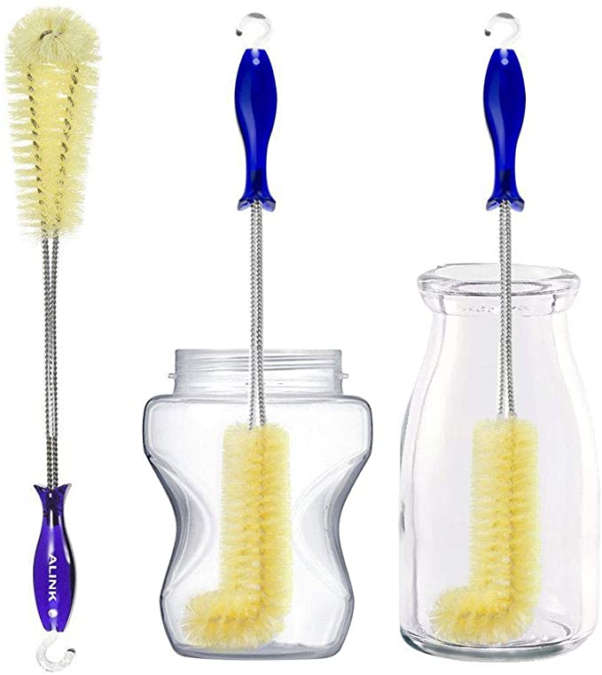ALINK Water Bottle Cleaning Brush, Long Angled Design with Hook and Comfort Grip by Alink