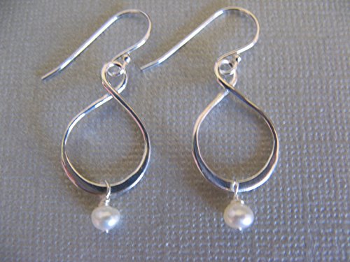 Cultured Freshwater Pearl Sterling Silver Infinity Hoop Earrings