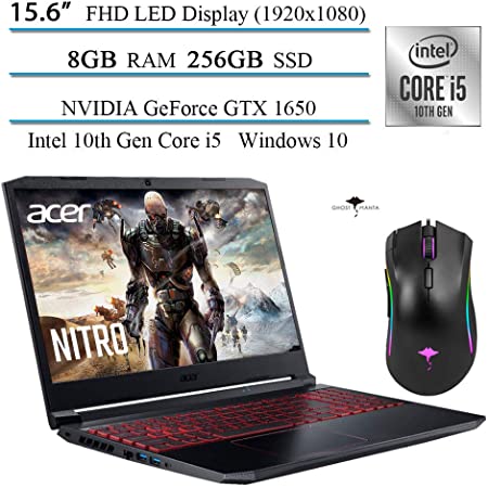 2020 Newest Acer Nitro 5 15.6" FHD Gaming Laptop, 10th Gen Core i5-10300H(Beat i7-8559U), NVIDIA GeForce GTX 1650 4GB, Backlit KB, 8GB RAM, 256GB SSD, Win10 w/GM Gaming Mouse