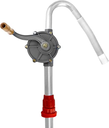 QWORK Aluminum Drum Rotary Hand Pump, Barrel Pump Hand Crank Oil Gas Barrel Drum Pump Rotary Oil Fuel for 5, 15, 30, 55 gal