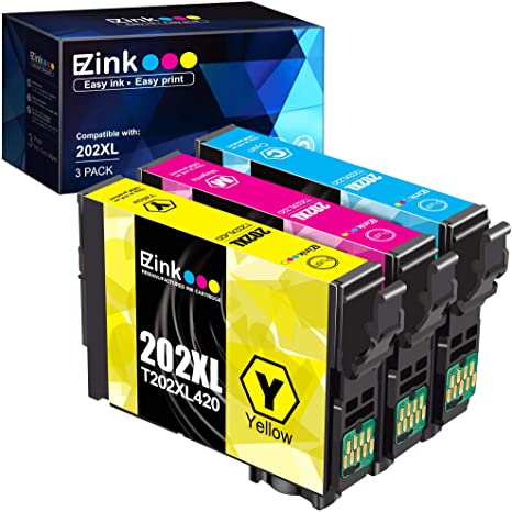 E-Z Ink (TM) Remanufactured Ink Cartridge Replacement for Epson 202 XL 202XL T202XL to use with Workforce WF-2860 Expression Home XP-5100 Printer New Upgraded Chips(1 Cyan, 1 Magenta, 1 Yellow,3 Pack)