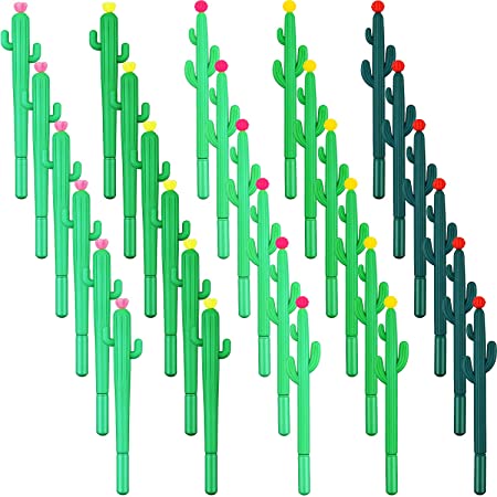 30 Pieces Cactus Shaped Rollerball Pens Cactus Gel Ink Pens Writing Pen for Office School Home Writing Gift Supplies