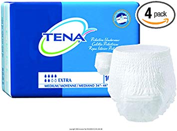 Tena Extra Absorbency Adult Disposable Underwear, Size Small, Full case of 64 Briefs (178-8660)