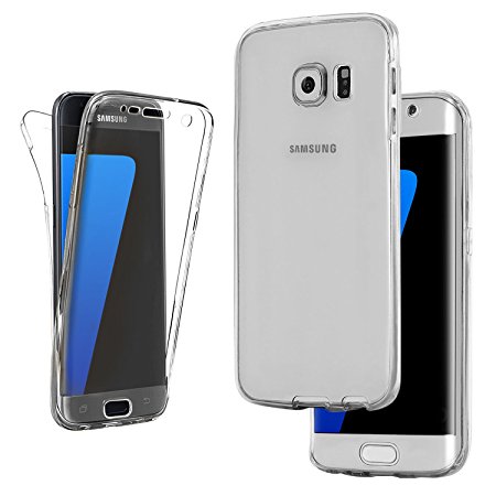 Connect Zone® Clear Transparent Ultra Slim 360-degree Protective Shockproof Case Cover for Samsung Galaxy S6 - with Front and Back Full Body TPU Silicone Gel