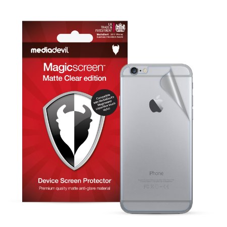 MediaDevil Apple iPhone 6/6S Back (Rear) Screen Protector: Magicscreen Matte Clear (Anti-Glare) Edition - (2 x Back Protectors)