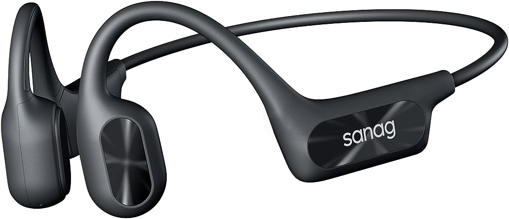 Sanag Bone Conduction Headphones Bluetooth 5.3 Open Ear Wireless Headphones Built-in 16GB Memory Earphones with Microphone IP68 Waterproof 6H Playtime for Gym Workout Running Cycling Sport