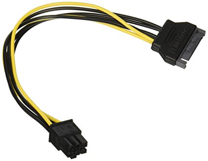 Monoprice 108494 SATA 8-Inch 15-Pin to 6-Pin PCI Express Card Power Cable