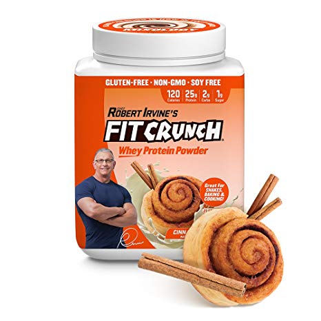 FITCRUNCH Whey Protein Powder | Designed by Robert Irvine | 120 Calories, 25g of Protein & 1g of Sugar | Mixology Technology, Gluten Free, Soy Free & Non-GMO (Cinnamon Twist)