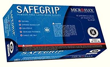 Microflex SG-375-XL Safegrip Exam Gloves, PF Latex, Textured, Extended Cuff, Blue, XL, 50 per Box, 10 Box per Case (Pack of 500)