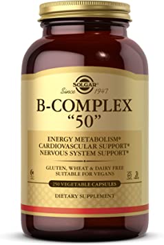 Solgar Vitamin B-Complex 50'' Vegetable Capsules - Pack of 250 - High Potency - Reduces Fatigue for Mental Performance, Busy and Active Lifestyles With Thiamine, Riboflavin, Folic Acid - Vegan