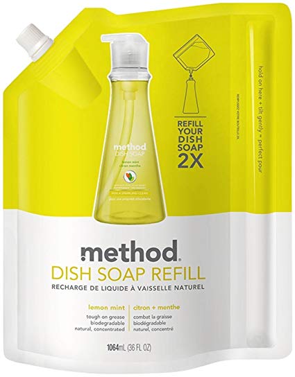 Method Gel Dish Pump Refill 36oz, Lemon Mint (Pack of 2)