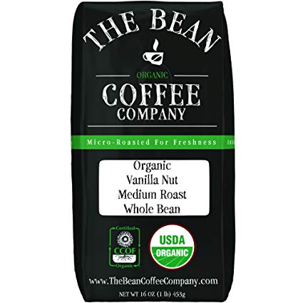 The Bean Coffee Company Organic Vanilla Nut, Medium Roast, Whole Bean, 16-Ounce Bag