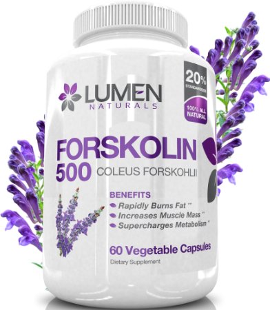 Forskolin 500mg 2X Strength 20% Standardized - Get the "Insta Belly Melt" Research Verified Pure Coleus Forskohlii Extract for Weight Loss - Shown to Rapidly Burn Fat & Increase Metabolism - Supplement for Men & Women - No Negative Side Effects