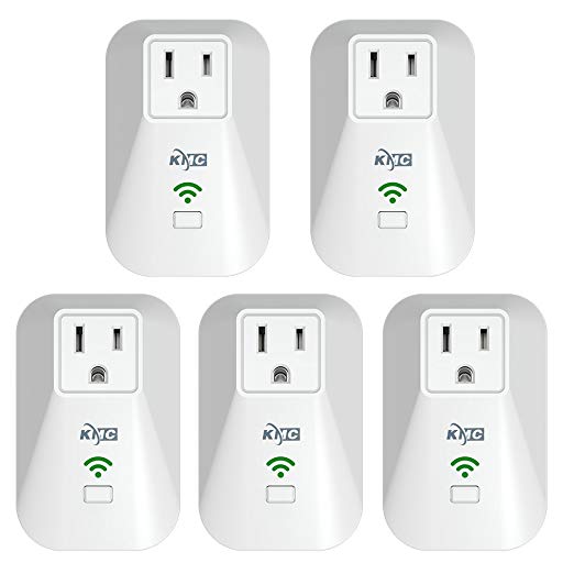 KMC WiFi Mini Smart Plug with Energy Monitoring and Schedule Timer Function, No Hub Required, Remote Control Light Switch Compatible with Alexa Echo and Google Assistant (5 Pack)