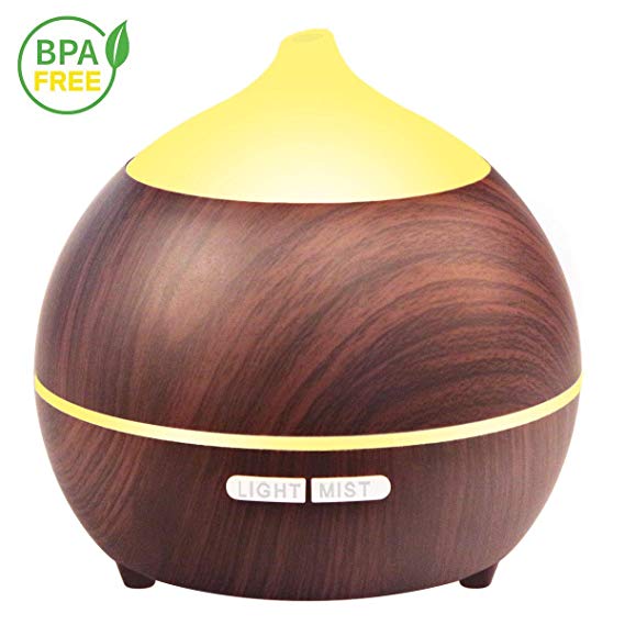 250ml Essential Oil Diffuser, Holan Wood Grain Aromatherapy Fragrant Diffuser with Cool Mist, BPA-Free, Auto-Off Safety Switch, 7 Colors Night Light