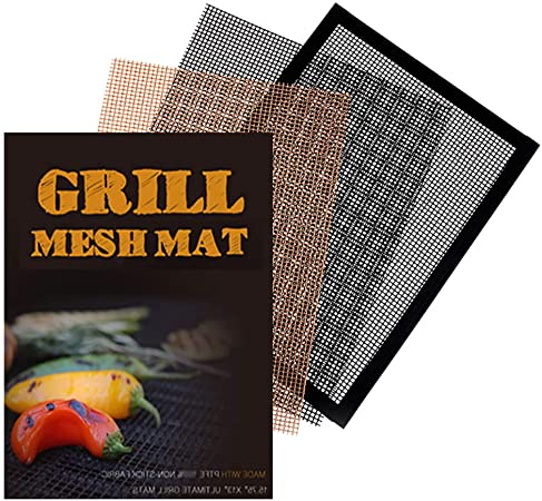 Szsinocam BBQ Grill Mesh Mat Non Stick, Set of 3 Barbecue Grilling Mats for Outdoor Grill, Heat Resistant Sheet Liners Cooking Baking Mat,Works on Smoker, Charcoal, Electric Barbecue Grill, 40x30CM