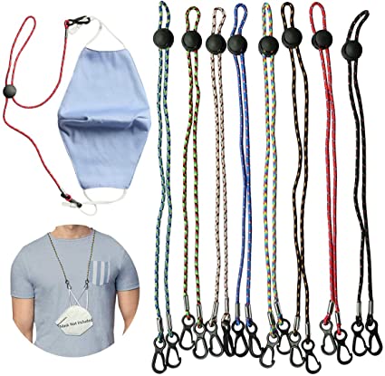 8 Pack Mask Lanyard Adjustable Chain Holder, Handy & Convenient Safety Mask Holder & Hanger,Comfortable Around The Neck,Adjustable Size for Unisex Adult Kids(8 Colors)