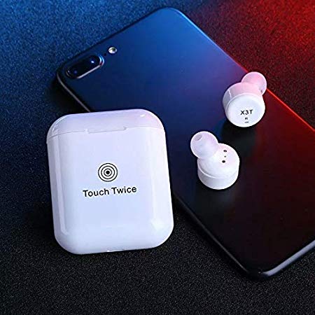 SUN OVERSEAS X3T True Wireless Earbuds All-Touch Active Bluetooth Headphones Stereo Headset with Portable Charging Case, Adopt with Noise Cancelling and CSR 4.2 Technology(White)