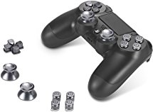 Supremery® Playstation 4 DualShock 4 Aluminium Buttons Hats Thumbsticks Spare Parts Accessories for PS4 / PS4 Slim / PS4 Pro (Bullet Black)