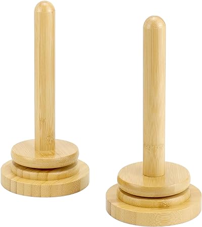 QWORK Wood Yarn Holder with Twirling Mechanism Classic - Convenient and Stylish Storage Solution for Craft & Sewing Supplies - Natural Wood, 7x4 inches, 2 Pack