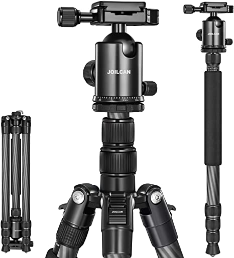JOILCAN 81IN Camera Tripod, Professional Carbon Fiber Tripod Monopod Compact and Portable for DSLR Loads up to 26.5lbs with 360 Degree Smooth Ball Head and Carrying Case for Travel and Work