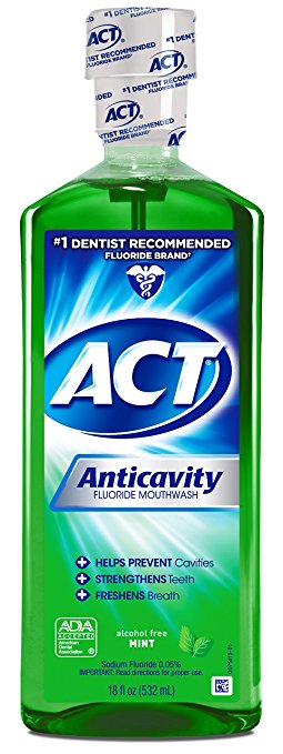 ACT Alchohol Free Anti-Cavity Fluoride Mouthwash, Mint, 18 oz