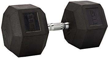 CAP Barbell Rubber Coated Hex Dumbbell with Contoured Chrome Handle, Single