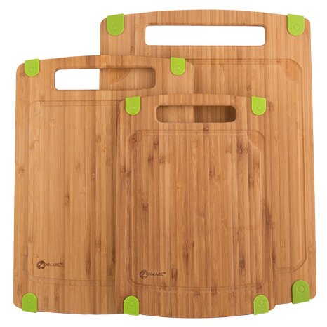Zenwarereg 3 Piece Triple-Ply Warp Resistant All Natural Bamboo Cutting Board with Juice Groove