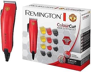 Remington Tagliacapelli Manchester United Edition - Lame in Acciaio Inox Autoaffilanti - Alimentate a rete, inclusi 17 accessori inclusi 11 pettini di fissaggio, Color Cut Tagliacapelli da uomo HC5038