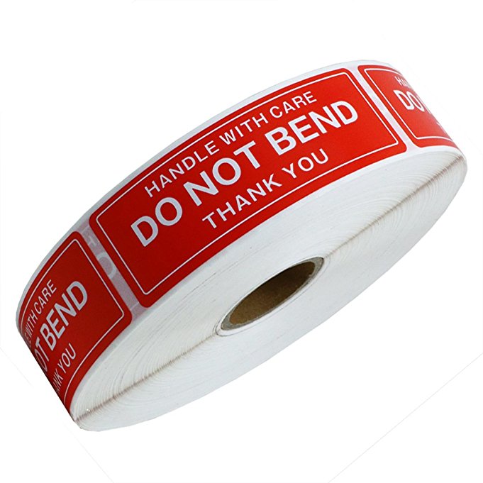 Hybsk 1"3" Handle With Care Do Not Bend Thank you Stickers Adhesive Label 500 Per Roll