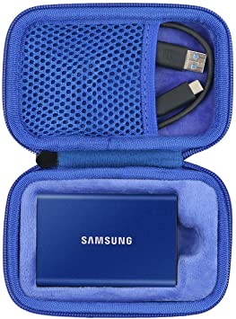 co2CREA Storage Carry Travel Hard Case for Samsung T7 Touch / T7 Portable SSD 500GB 1TB 2TB External Solid State Drive (Case only, blue inside and black outside)